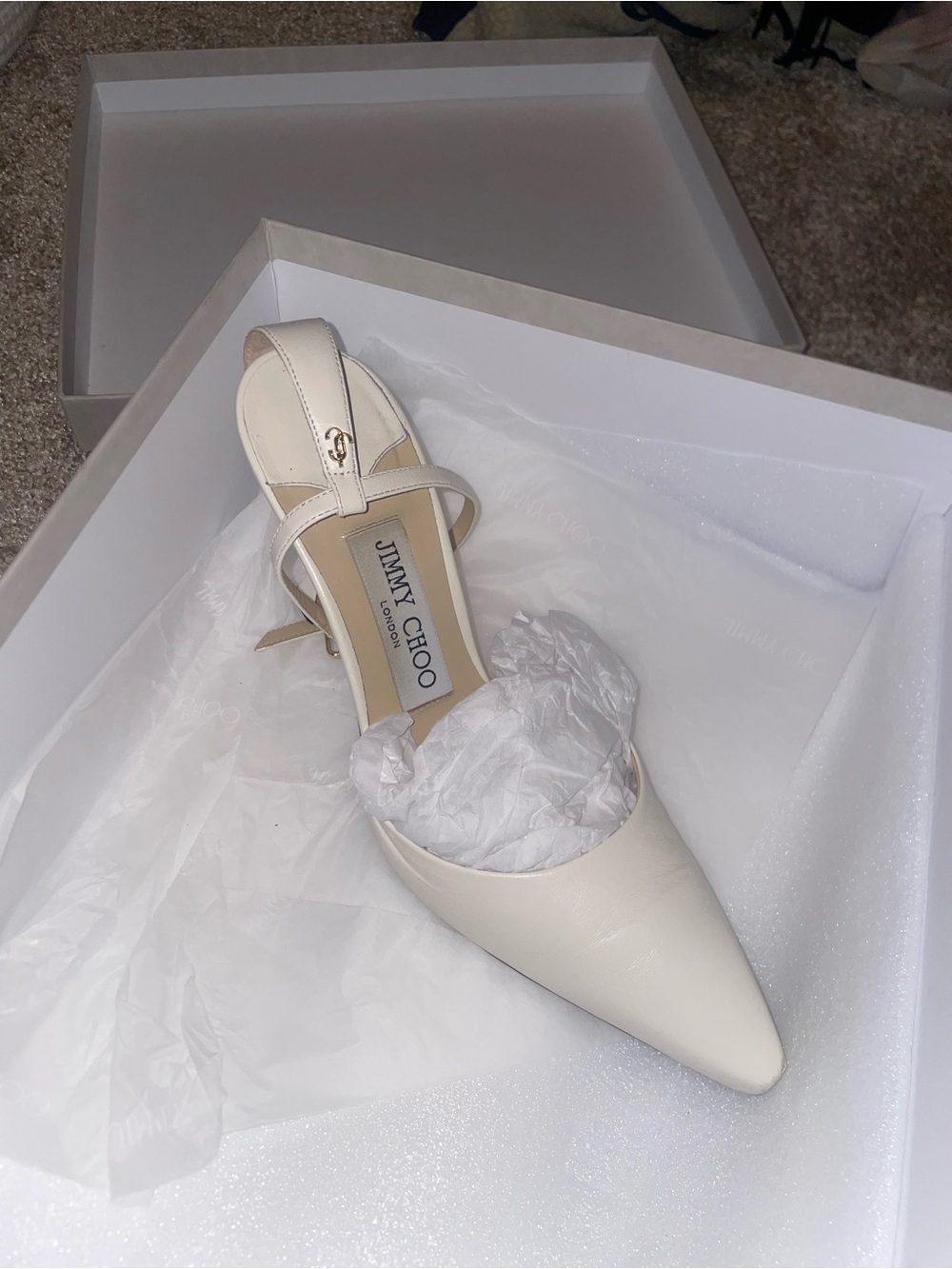 Jimmy Choo Cream Pointed Toe Slingback Pump